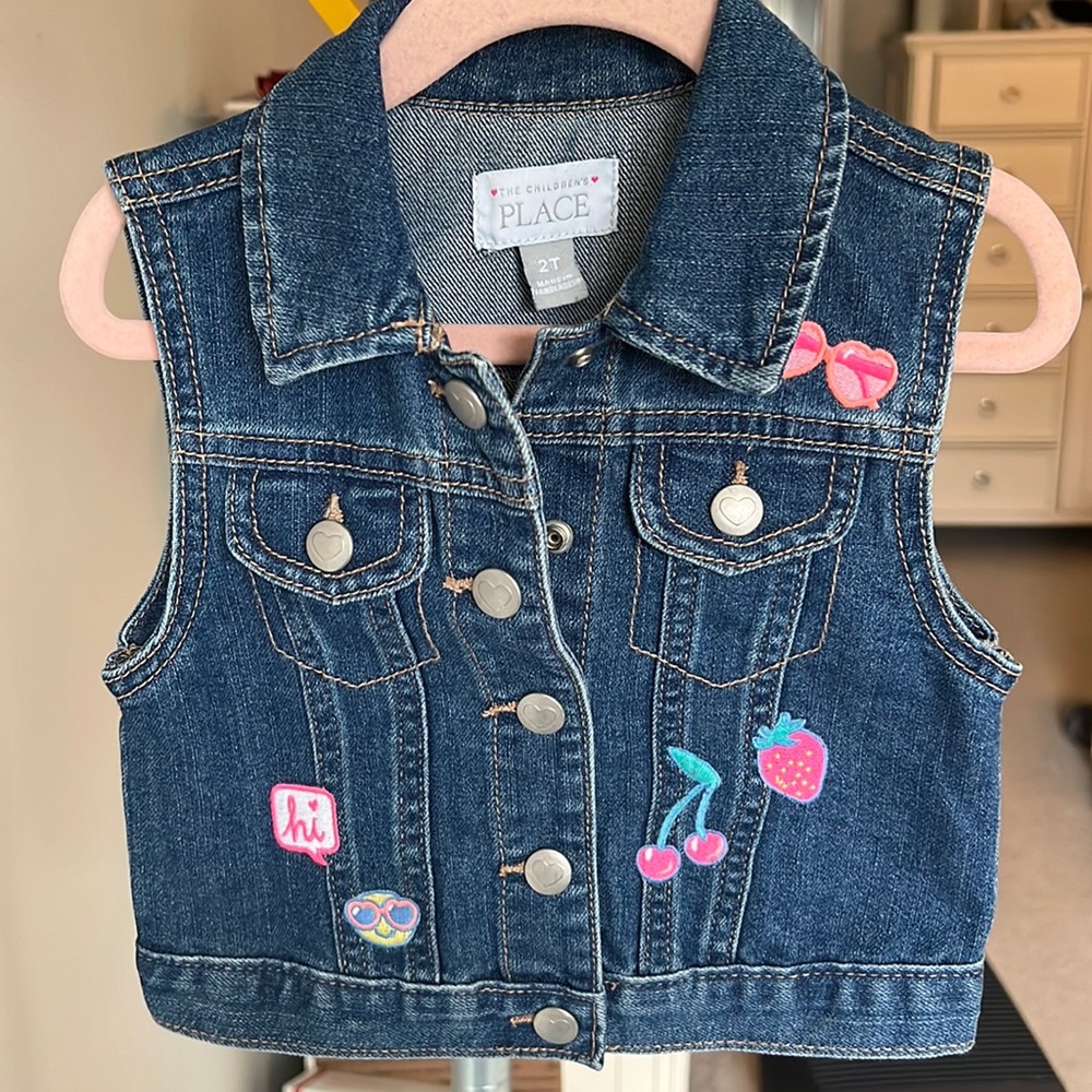 Children’s Place Denim Vest with Pink accents. Size 2T.